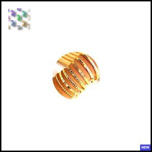 Boho Gold Bangle Cuff Bracelet Set Vintage Layered Stackable Adjustable